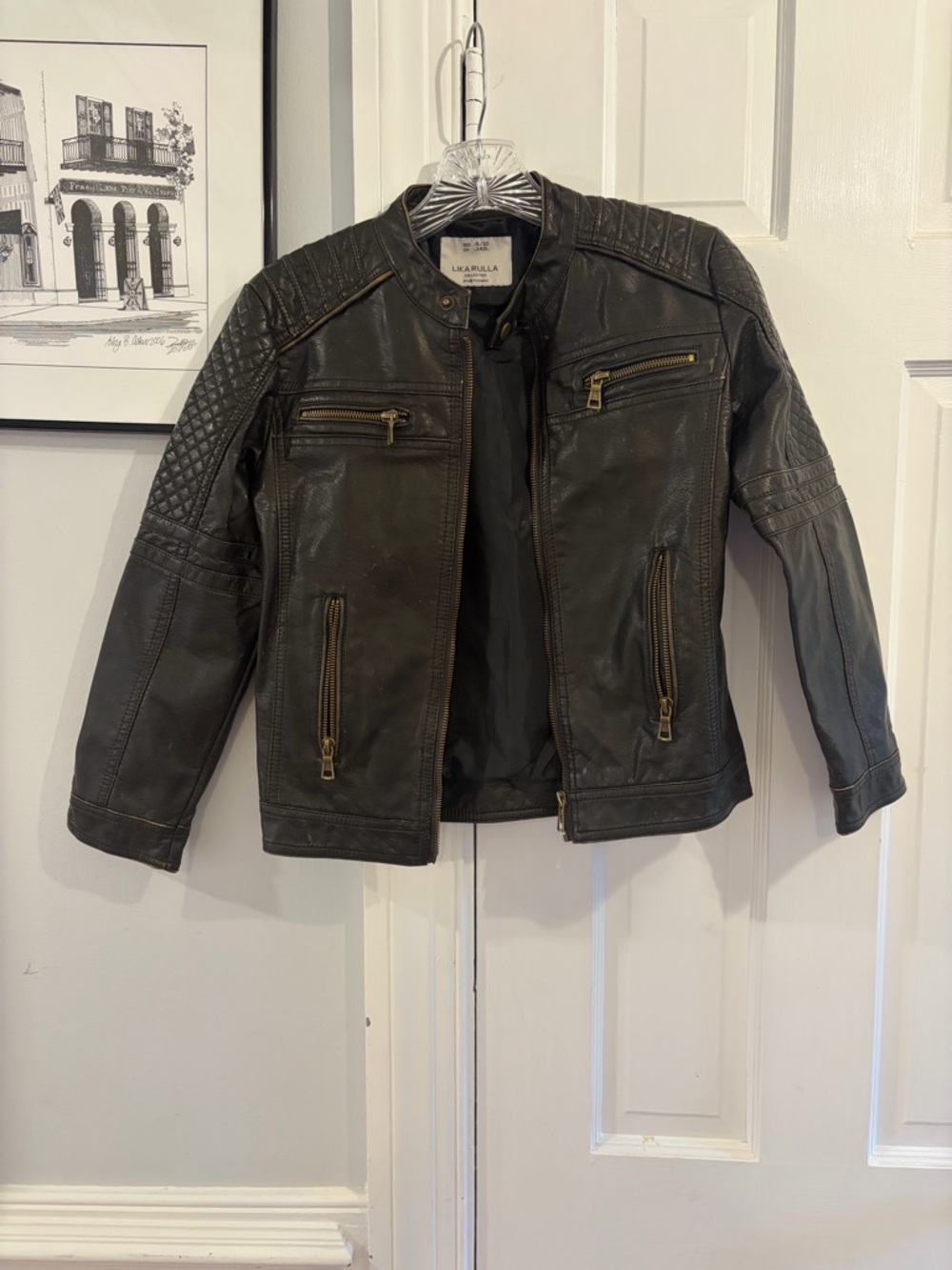 Kids' Black Quilted Leather Jacket